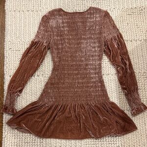 Love Shack Fancy Velvet Smocked Dress